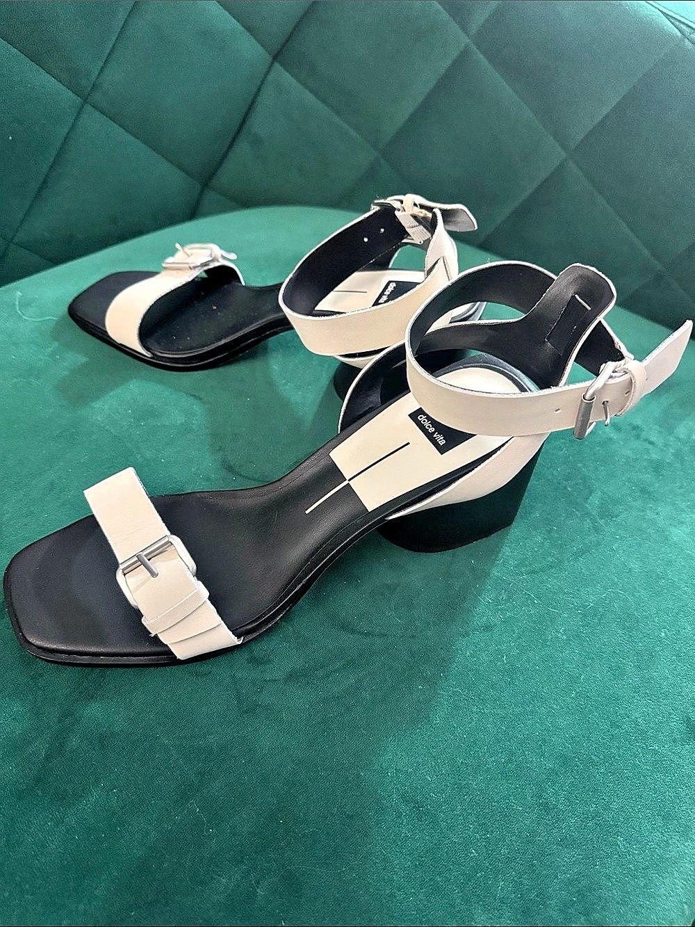 NWOT dolce vita Color Block Heeled Sandals Black & White US 10